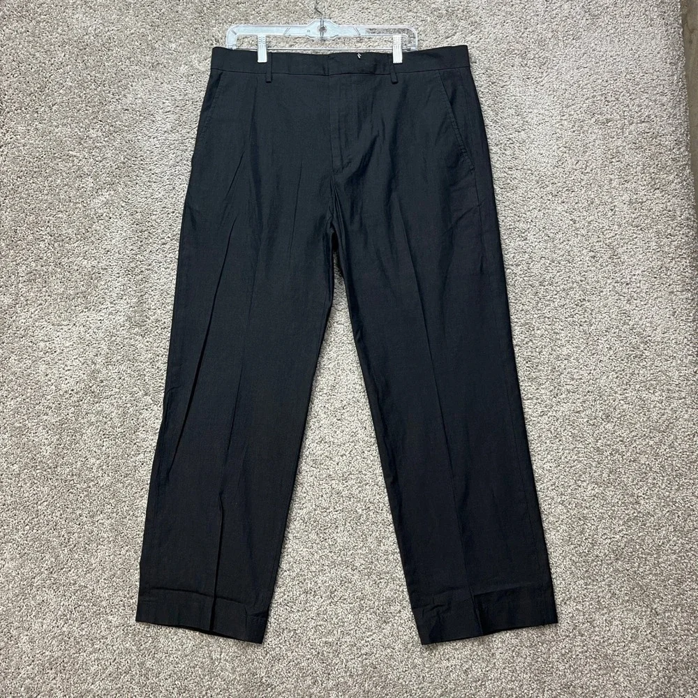 Banana Republic Dress Pants Mens 36x30 Black Flat Front Straight Leg Classic